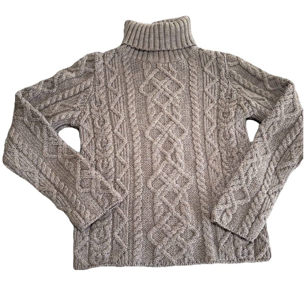 Paul James Made In England 100% Wool Cable Knit Roll Neck Jumper Size Medium
